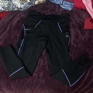 Black Leggings with Purple Accents